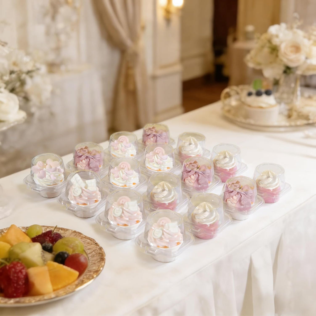 NPLUX 50 Pack Individual Cupcake Containers Plastic Cupcake Boxes Cupcake
