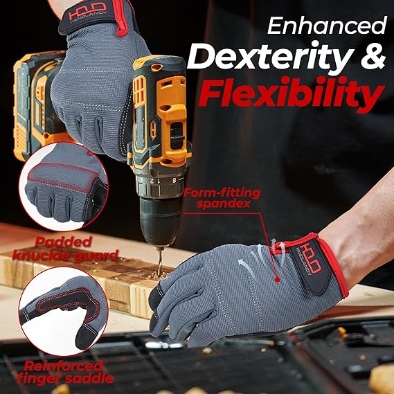 HANDLANDY Work Gloves for Men & Women, Utility Mechanic Working Gloves Touch