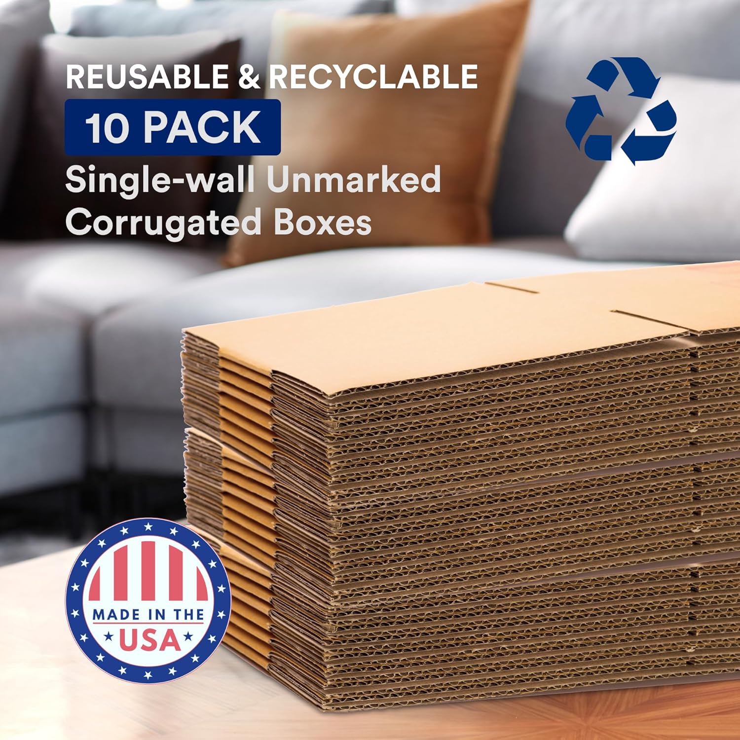 BOX USA Moving Boxes Medium 18"L x 14"W x 12"H 10-Pack