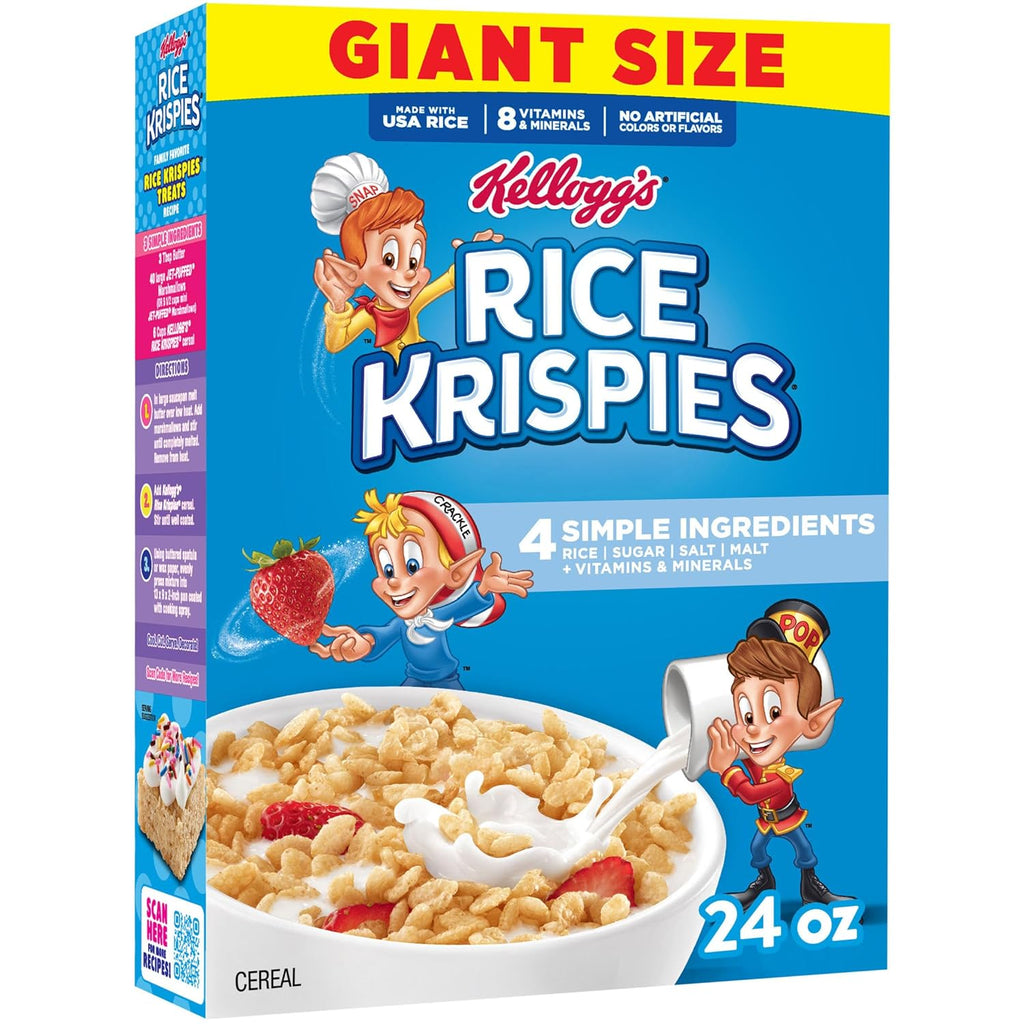 Kellogg's Rice Krispies Cold Breakfast Cereal, 8 Vitamins and Minerals, Rice