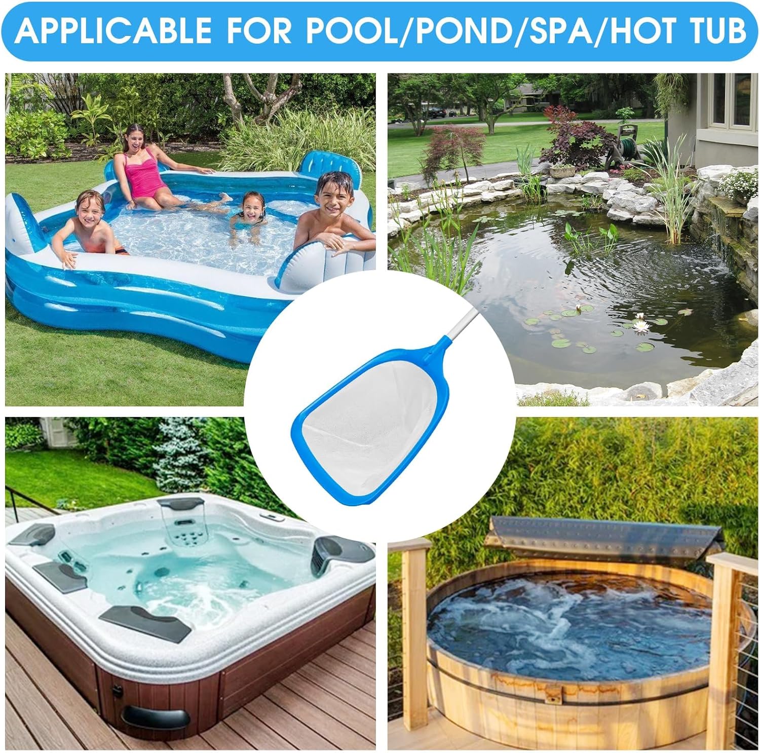 TidyMister Hot Tub Skimmer Spa Net with 12'' Aluminum Pole Ultra Fine Mesh