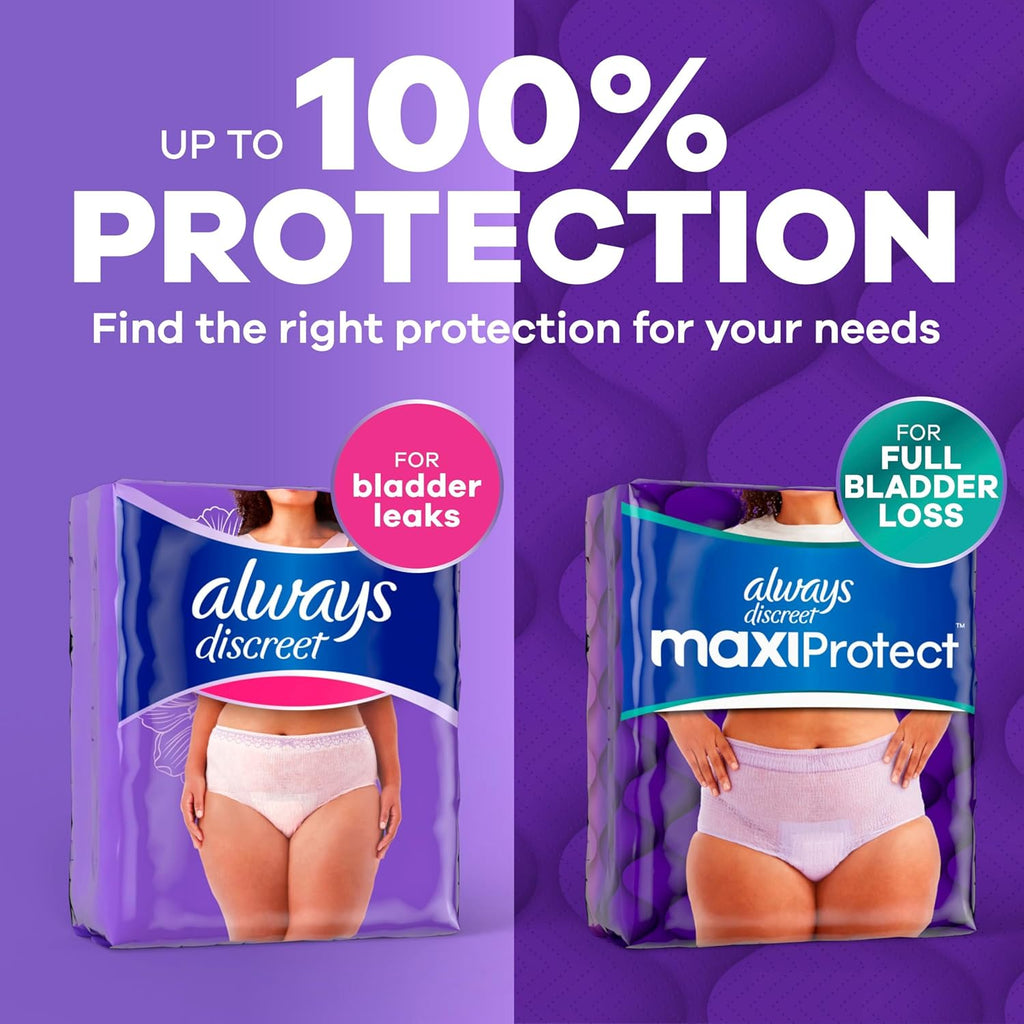 Always Discreet Adult Diapers for Women, Incontinence Underwear, Postpartum