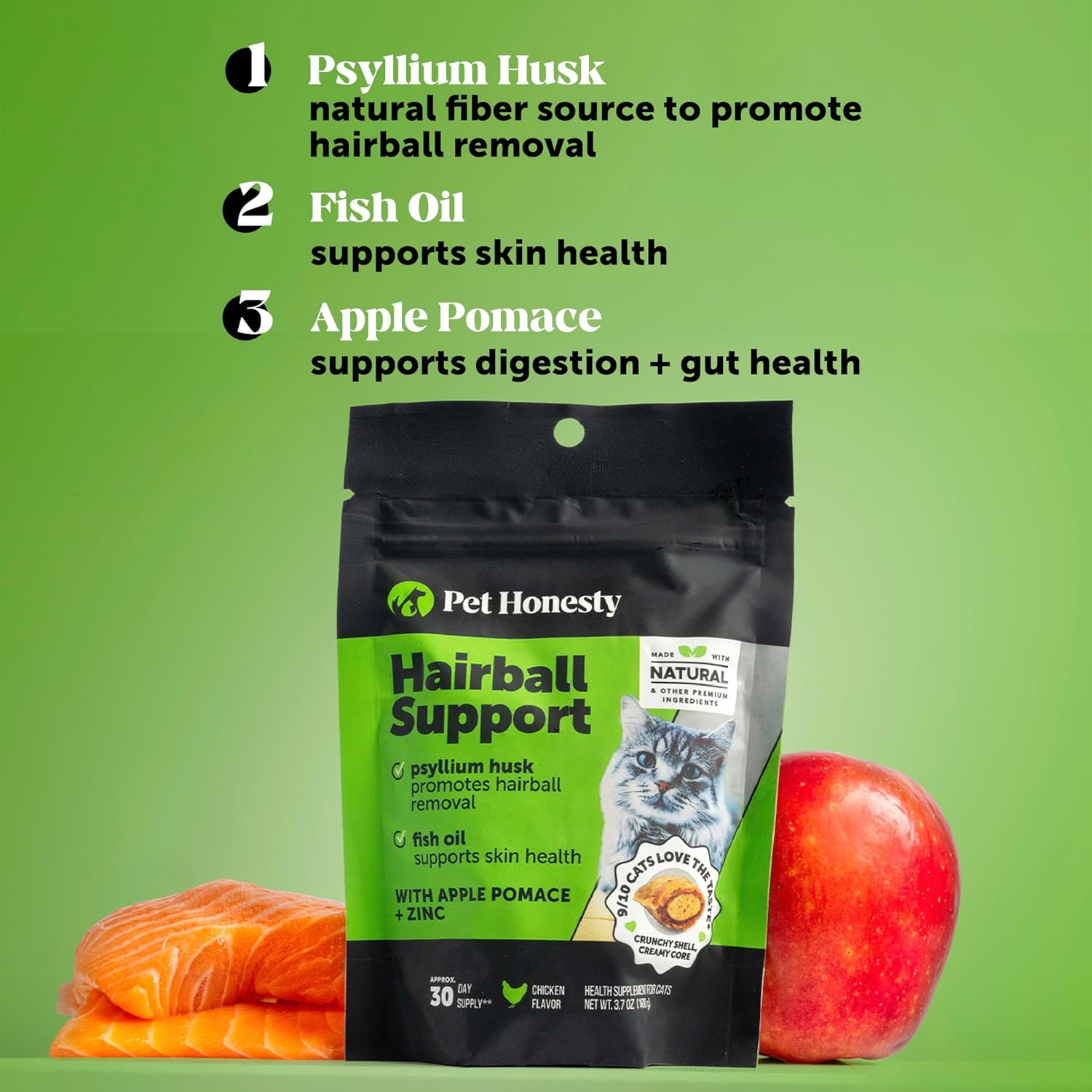 Cat Hairball Support Crunchy & Creamy Chews, Hairball Remedy Treats, Cat