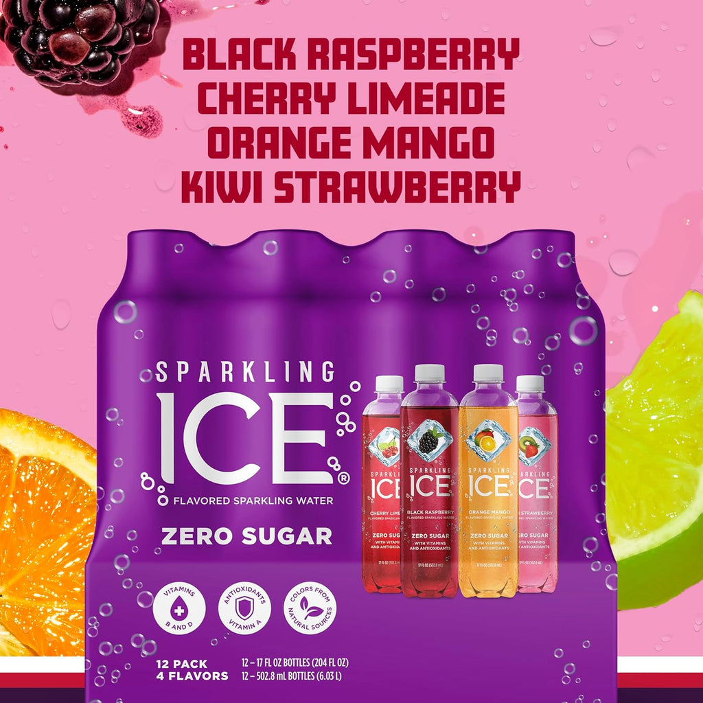 Sparkling Ice Purple Variety Pack, Flavored Water, Zero Sugar, with Vitamins