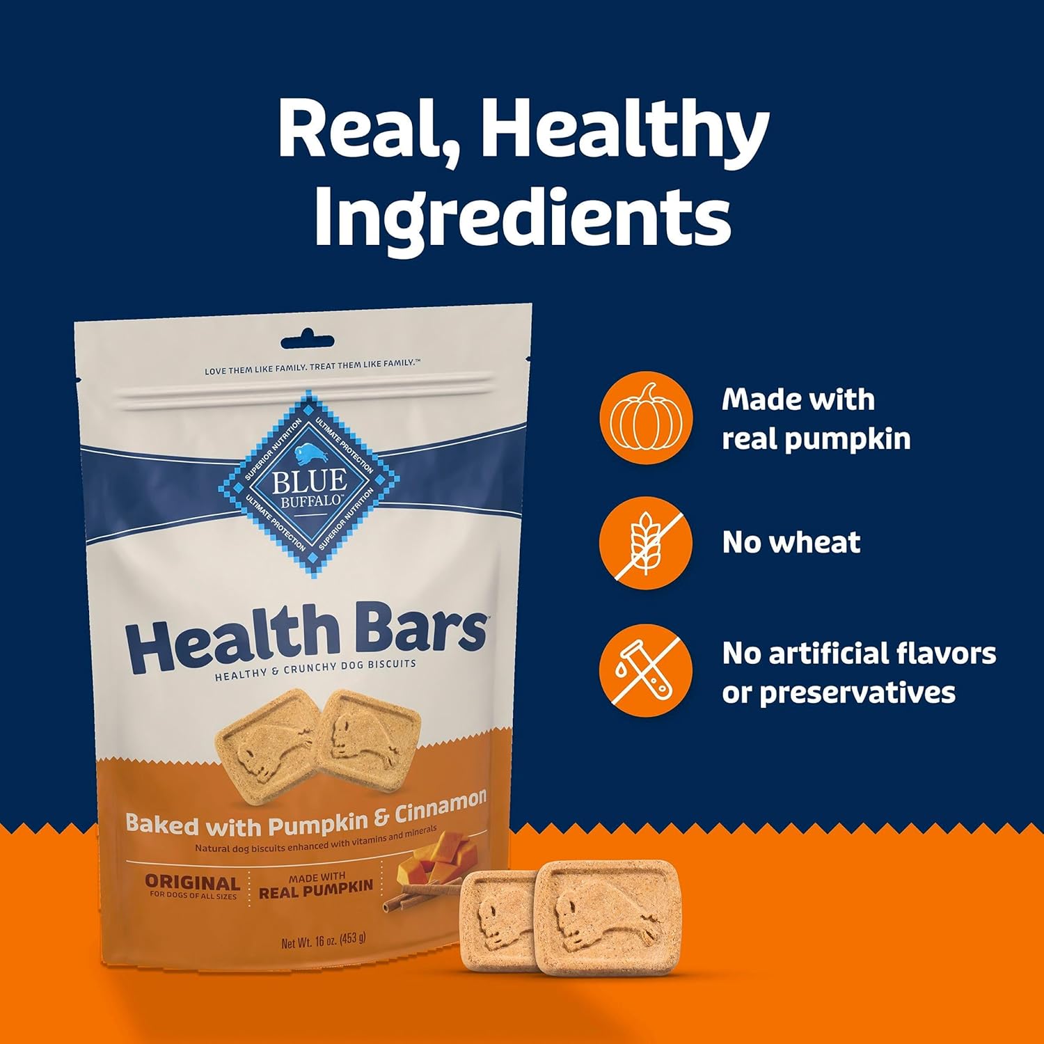 Blue Buffalo Health Bars Crunchy Dog Biscuits, Oven-Baked with Natural