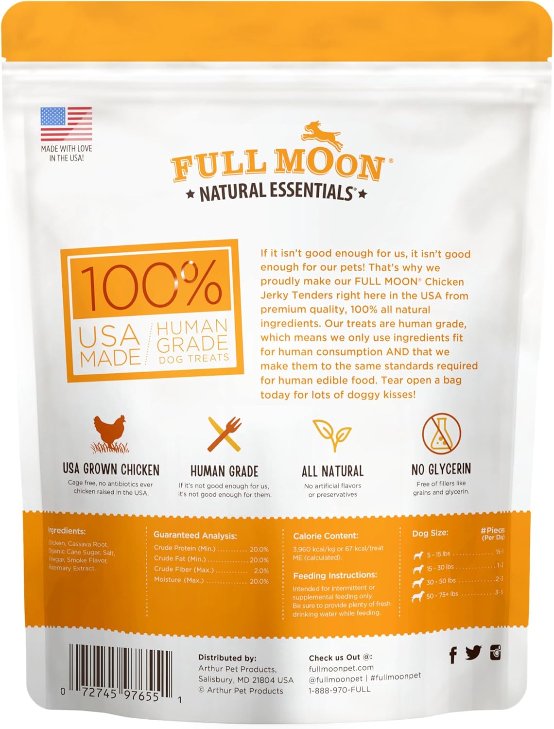 Full Moon Chicken Jerky Tenders Healthy All Natural Dog Treats Human Grade