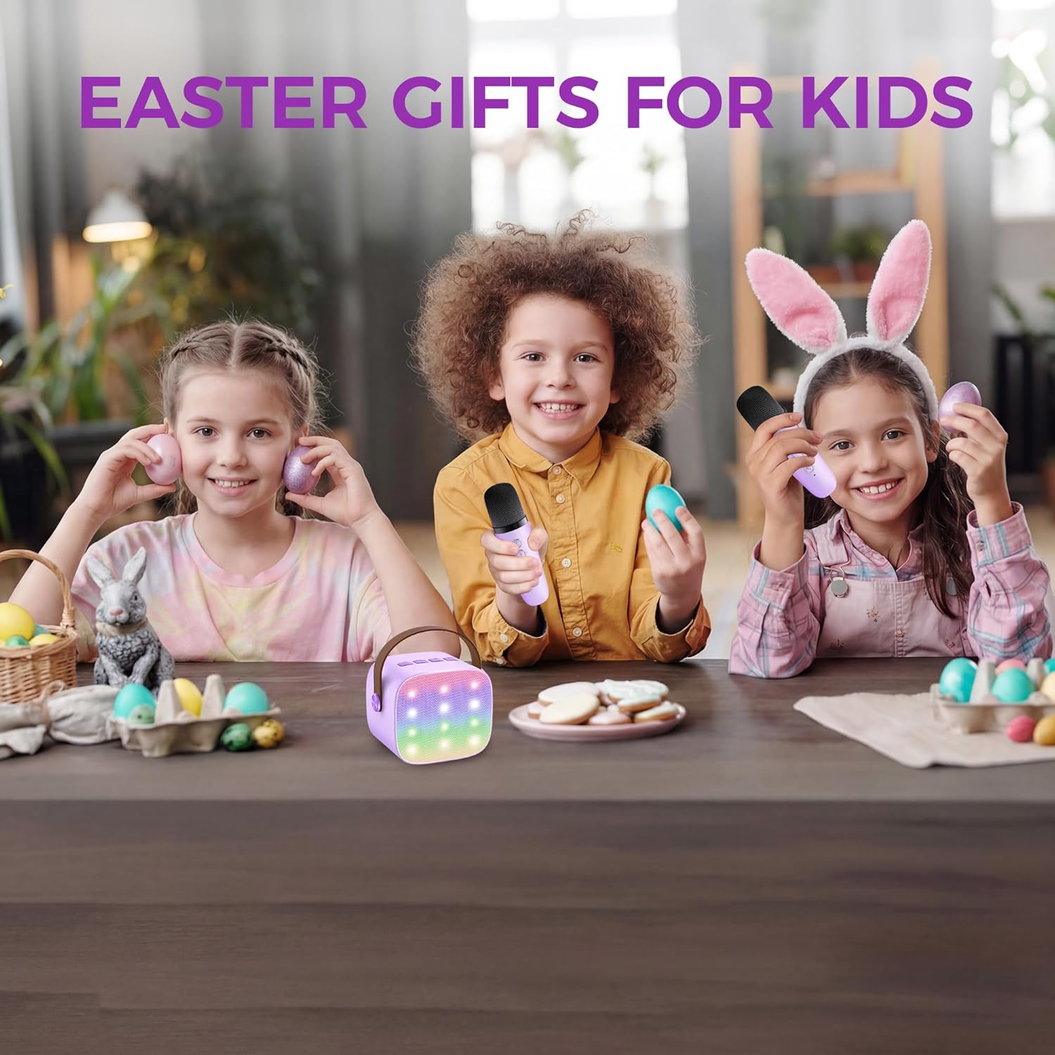 YLL Karaoke Machine for Kids, Portable Mini Speaker with 2 Wireless