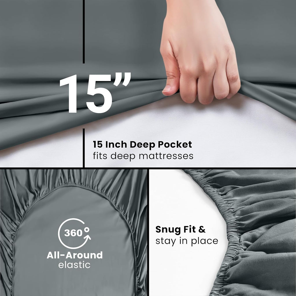 Utopia Bedding Queen Fitted Sheet - Bottom Sheet - Deep Pocket - Soft