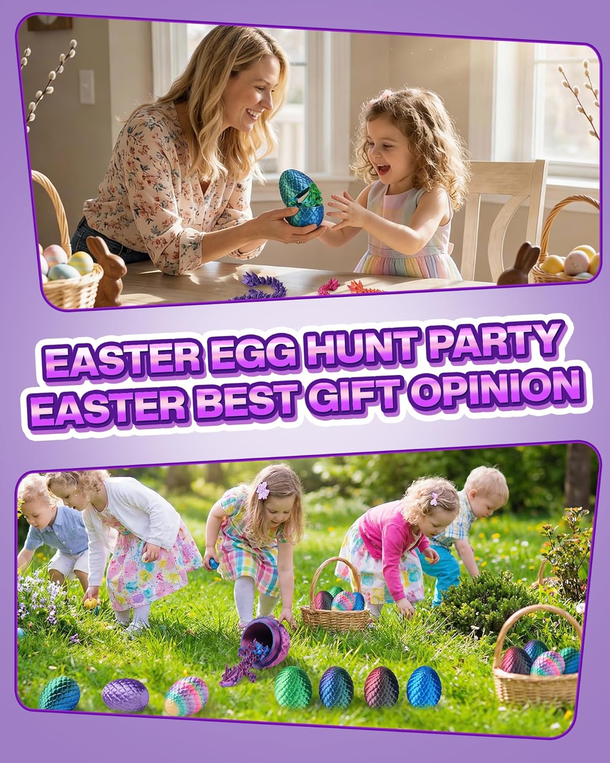 12PACK 3D Printed Dragon Eggs, Easter Basket Stuffers for Children and Teens