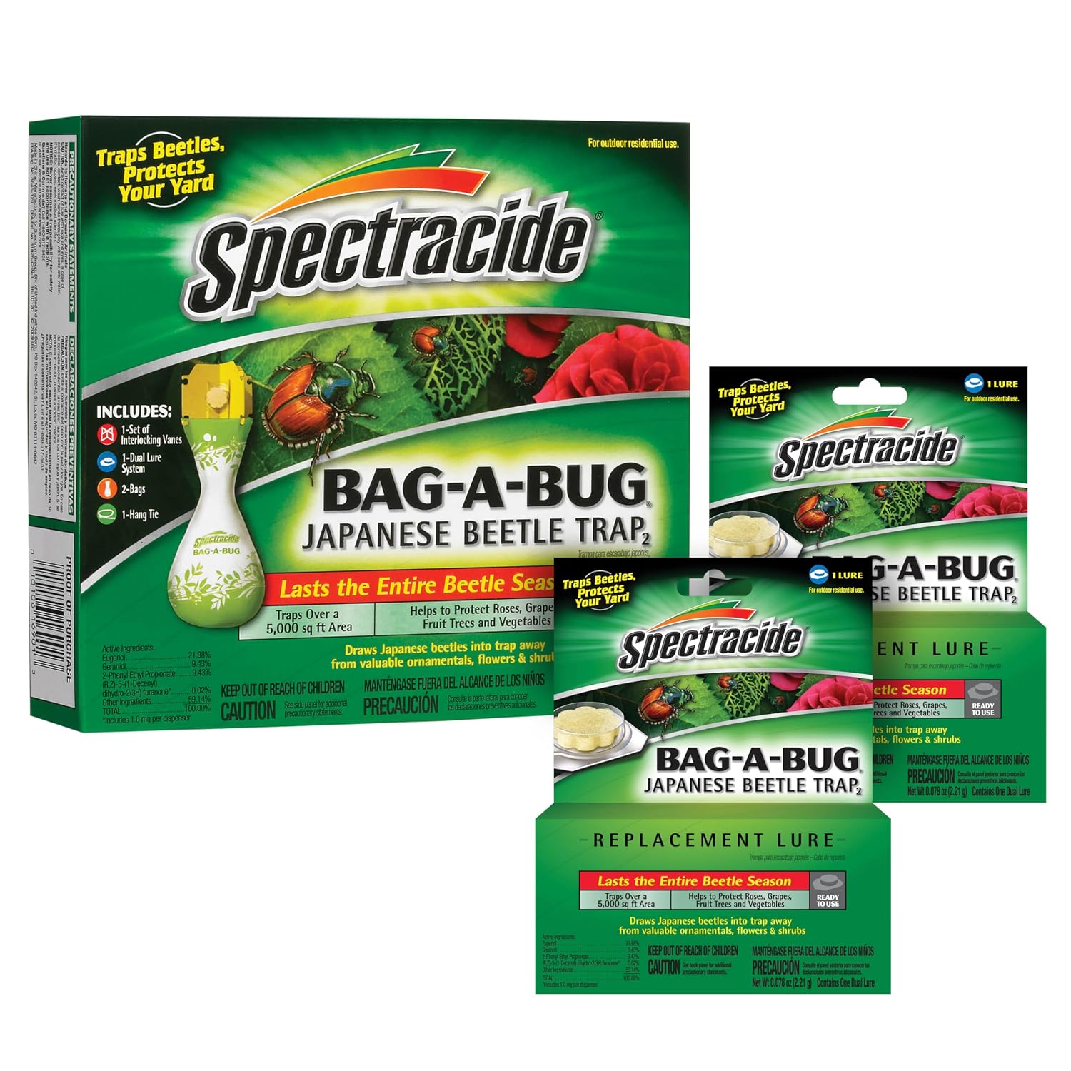 Spectracide Bag-A-Bug Japanese Beetle Trap Bundle, 1 Trap & 2 Refills