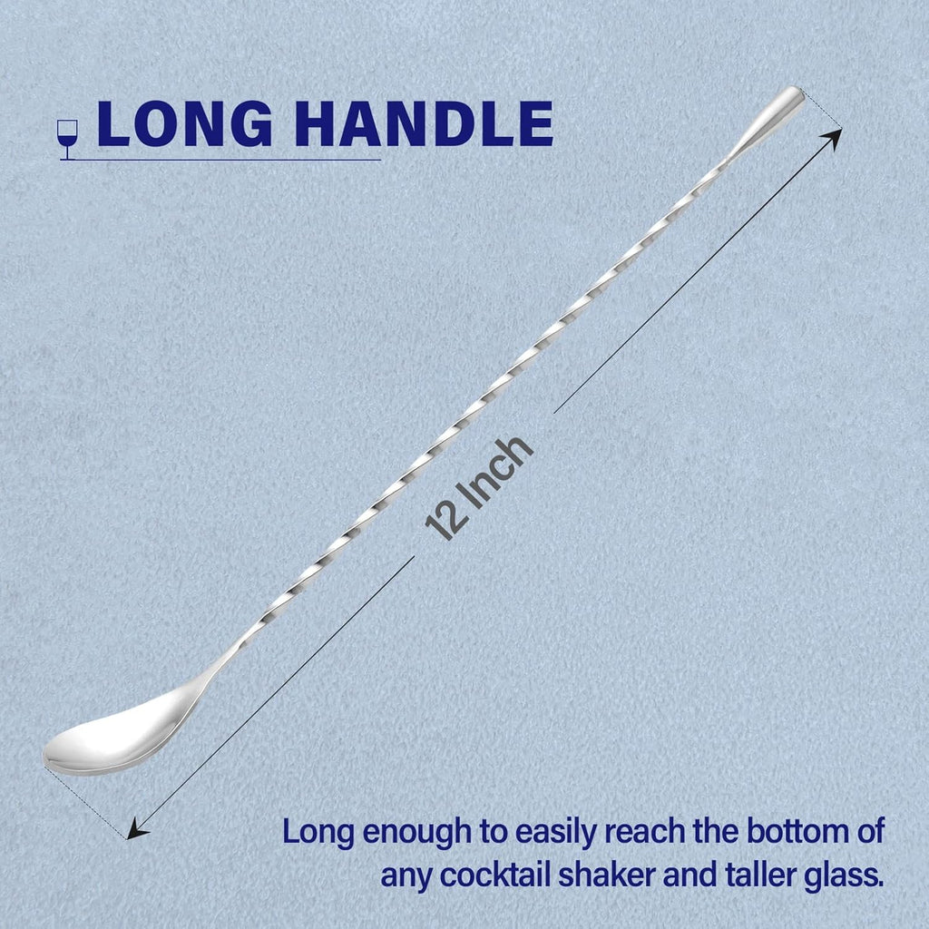Briout Bar Spoon Cocktail Mixing Stirrers for Drink, Stainless Steel 12