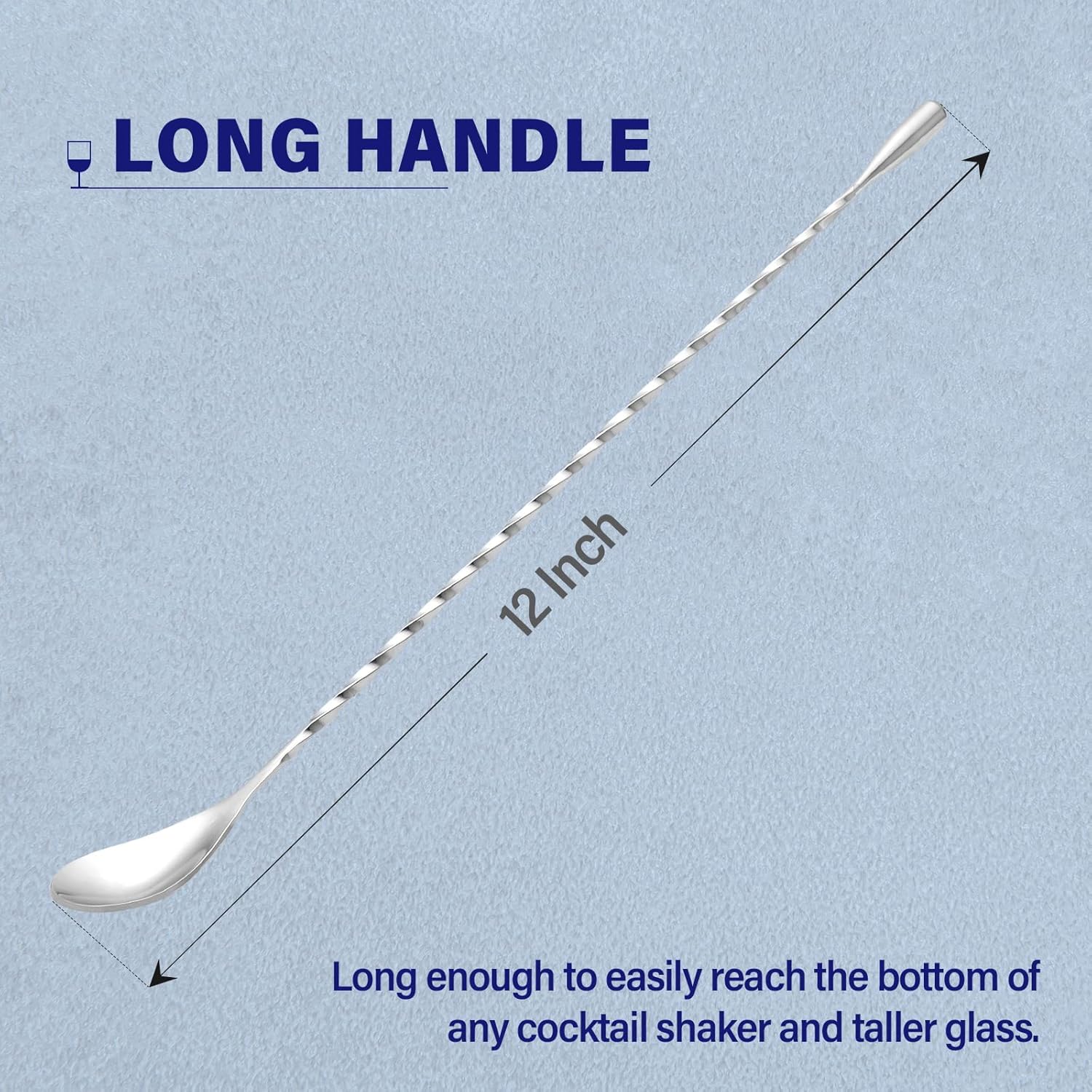 Briout Bar Spoon Cocktail Mixing Stirrers for Drink, Stainless Steel 12