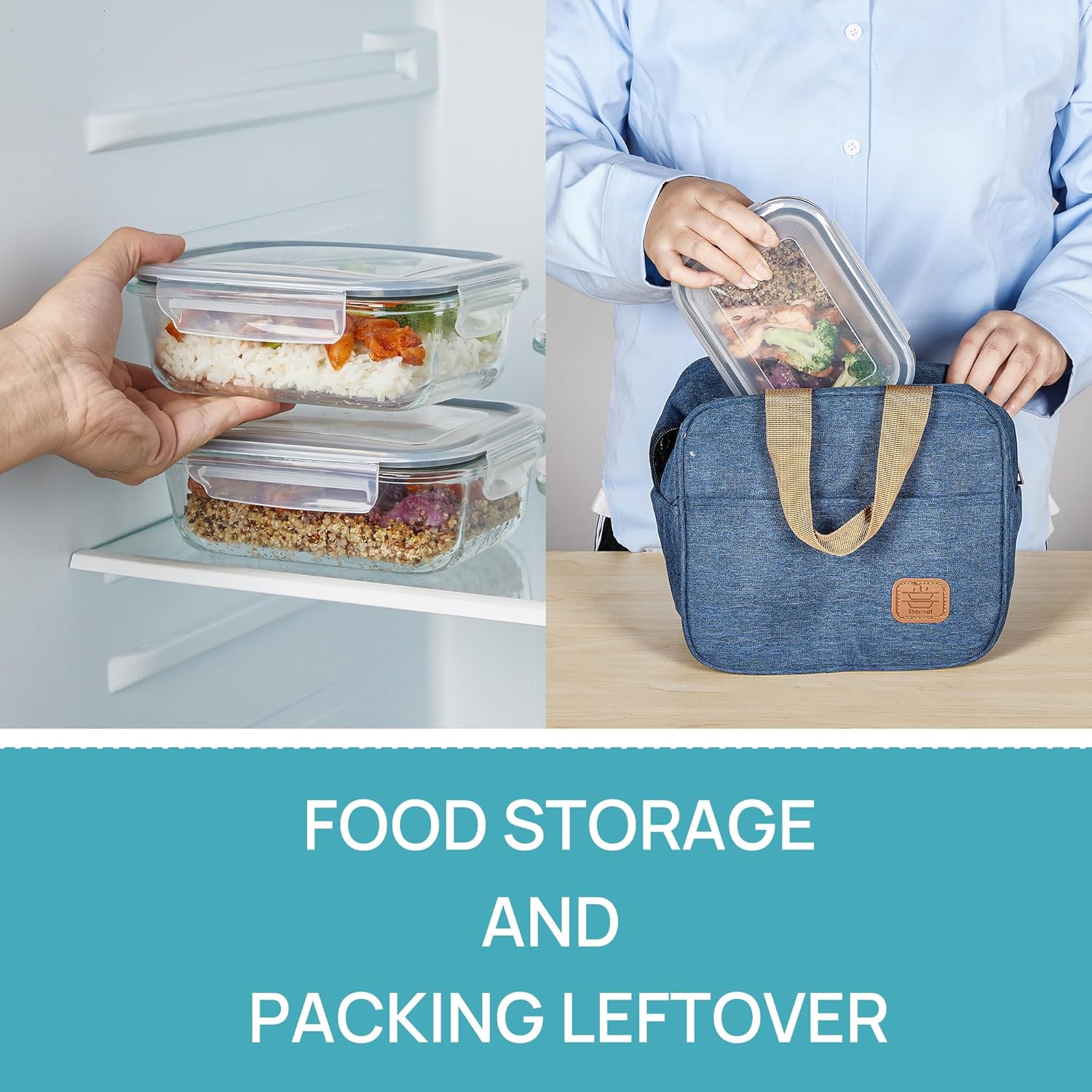 Vtopmart 5Pack 22oz Glass Storage Containers with Lids, Glass Meal Prep Food