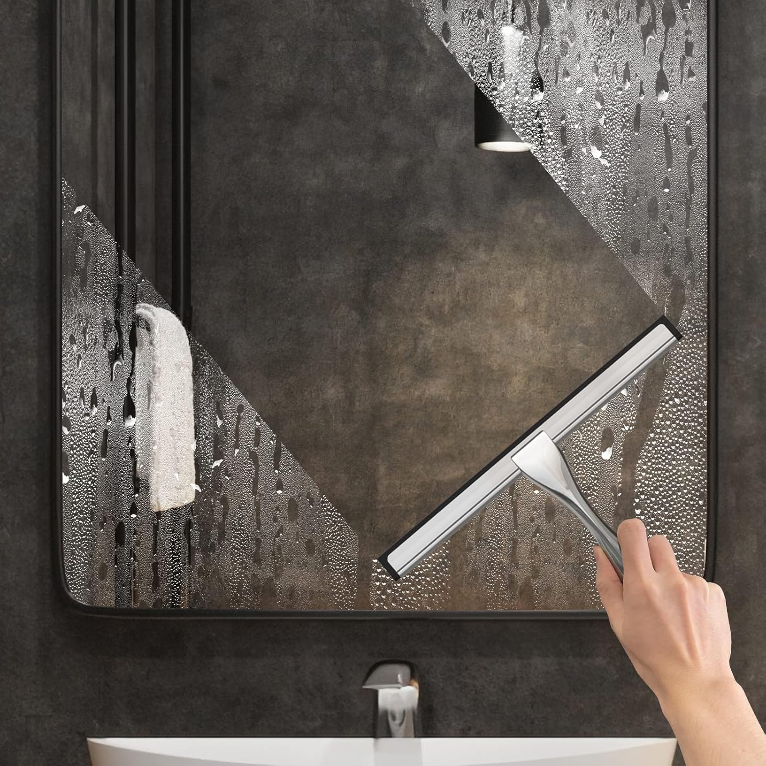 All-Purpose Stainless Steel Shower Squeegee for Shower Glass Door with 2