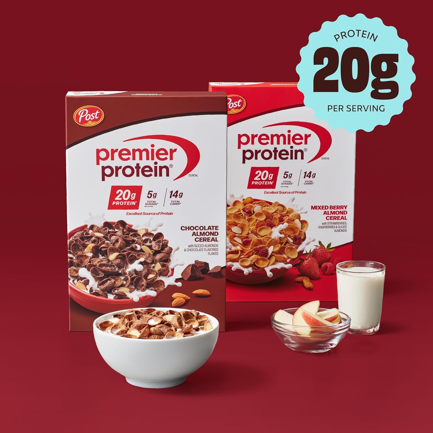 Premier Protein Mixed Berry Almond Cereal, Protein Cereal Flakes Mixed with
