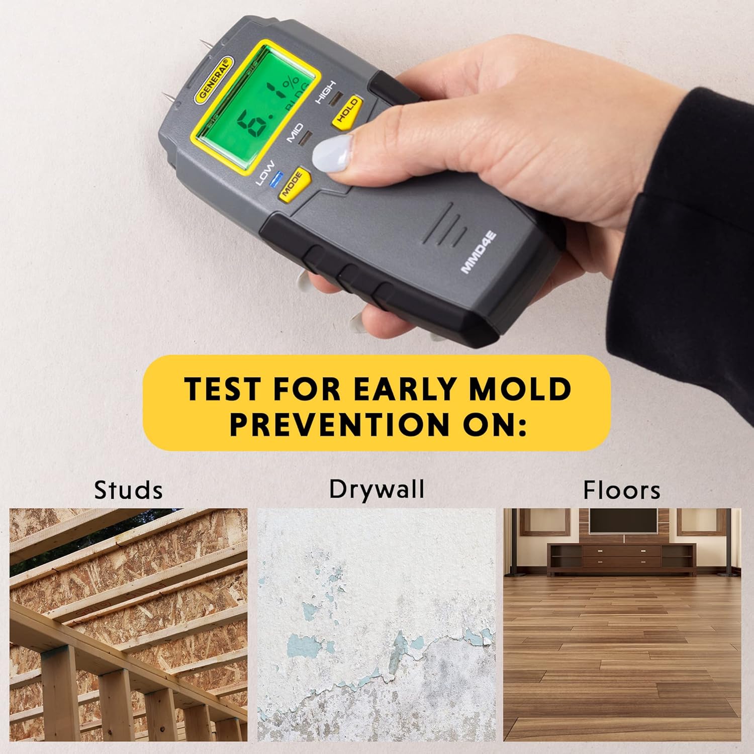 General Tools MMD4E Digital Moisture Meter, Water Leak Detector, Moisture