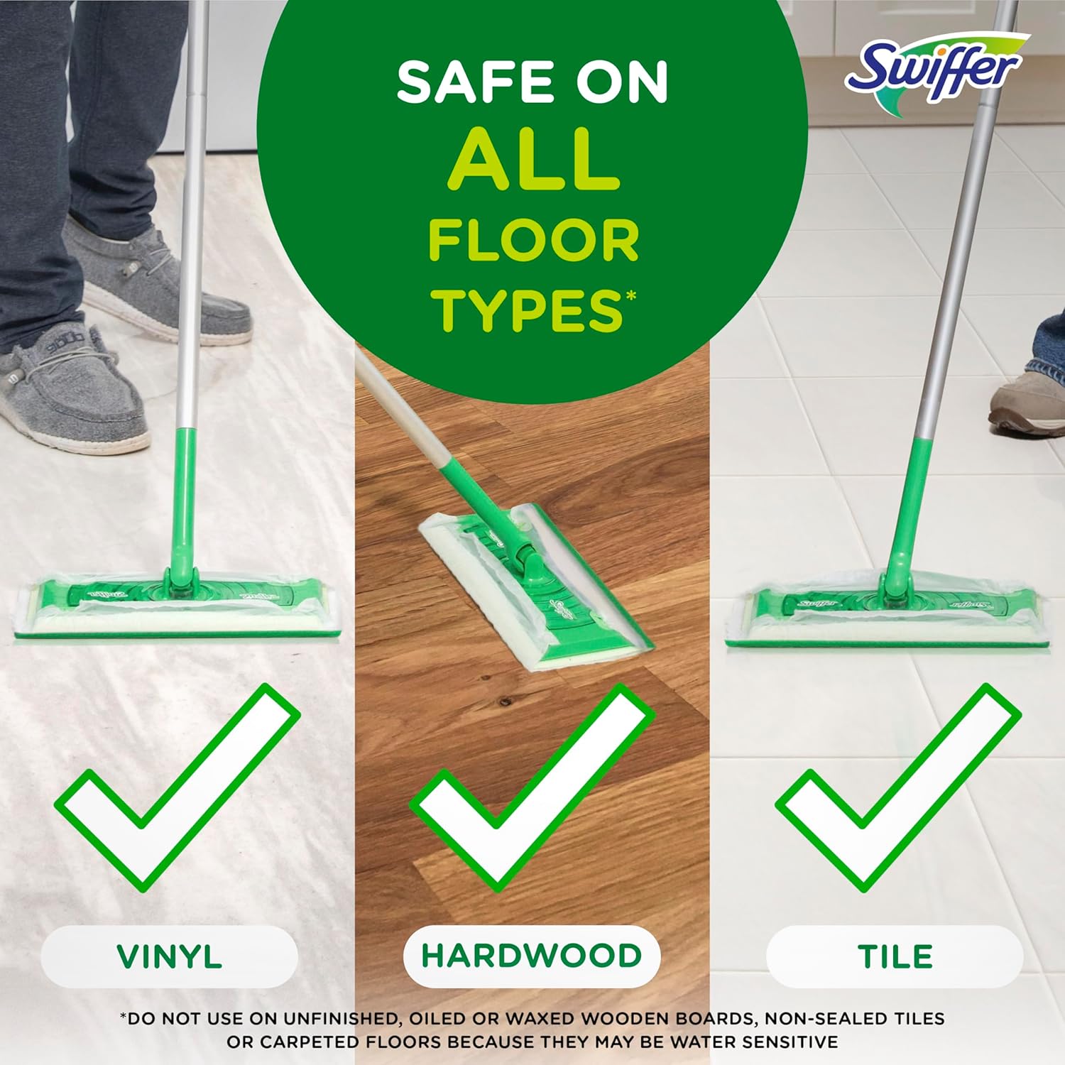 Swiffer Sweep + Mop, Wet Pads Refill, Floor Cleaner for Dirt, Dust, Hair
