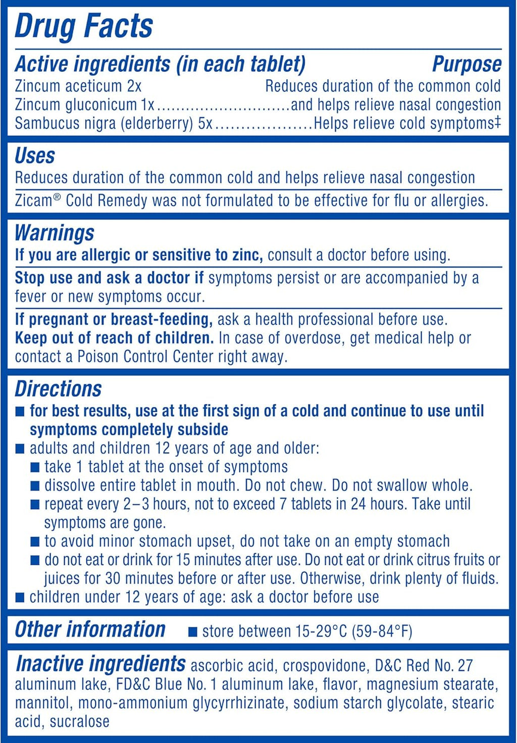 Zicam Cold Remedy Zinc RapidMelts, Elderberry Citrus Flavor, Homeopathic