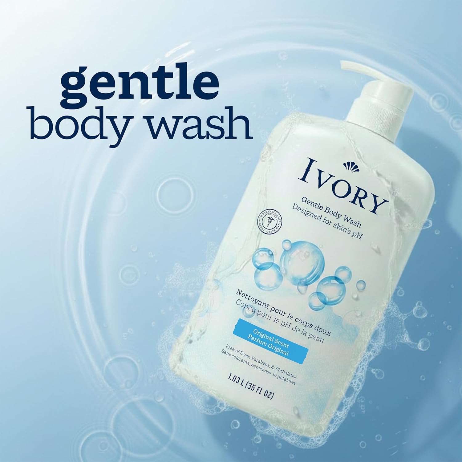 Ivory Body Wash, Designed for the Whole Family, Gentle Formula, Free of Dyes