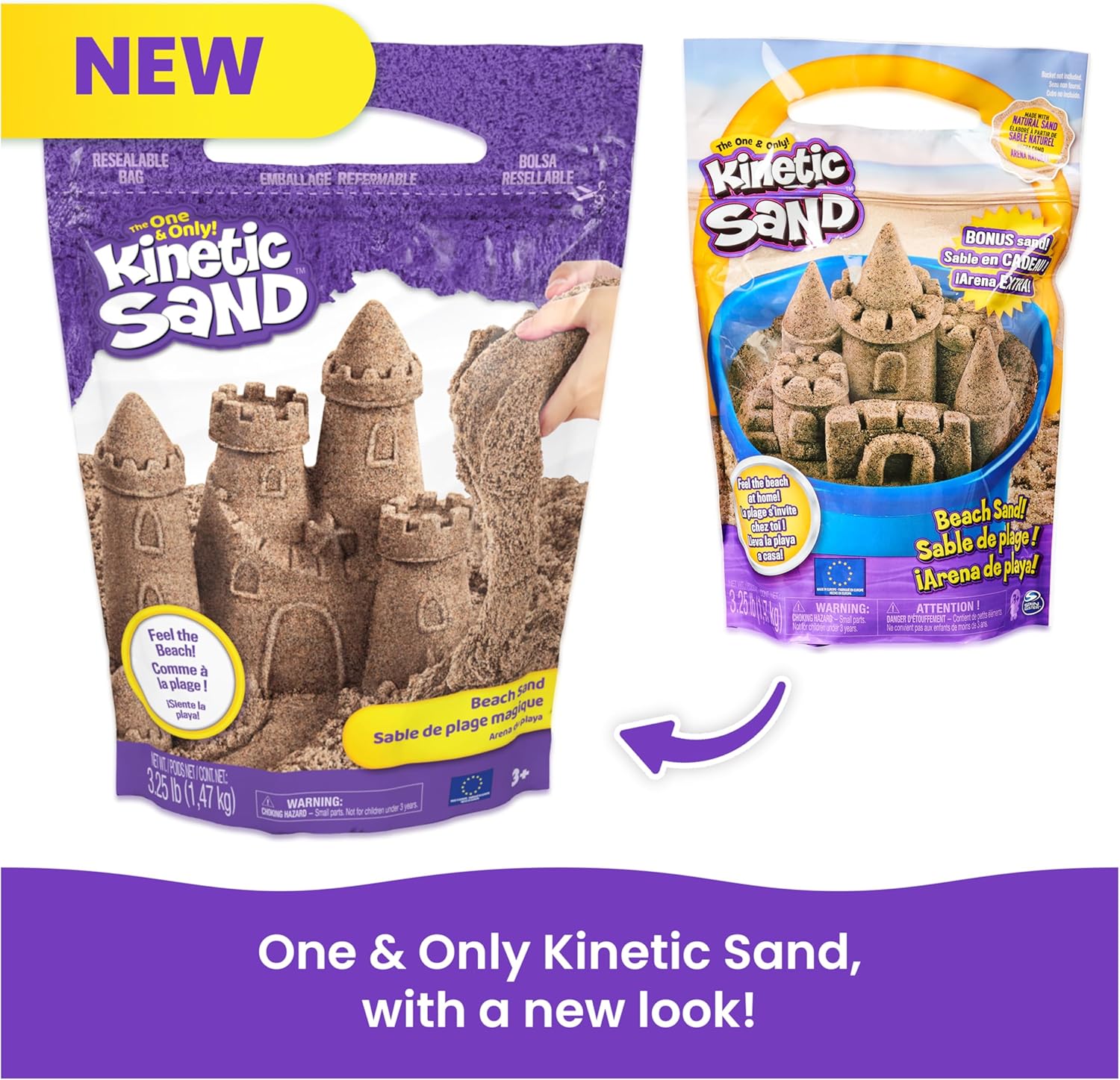Kinetic Sand, 3.25lbs Beach Play Sand, Amazon Exclusive, Moldable Sensory