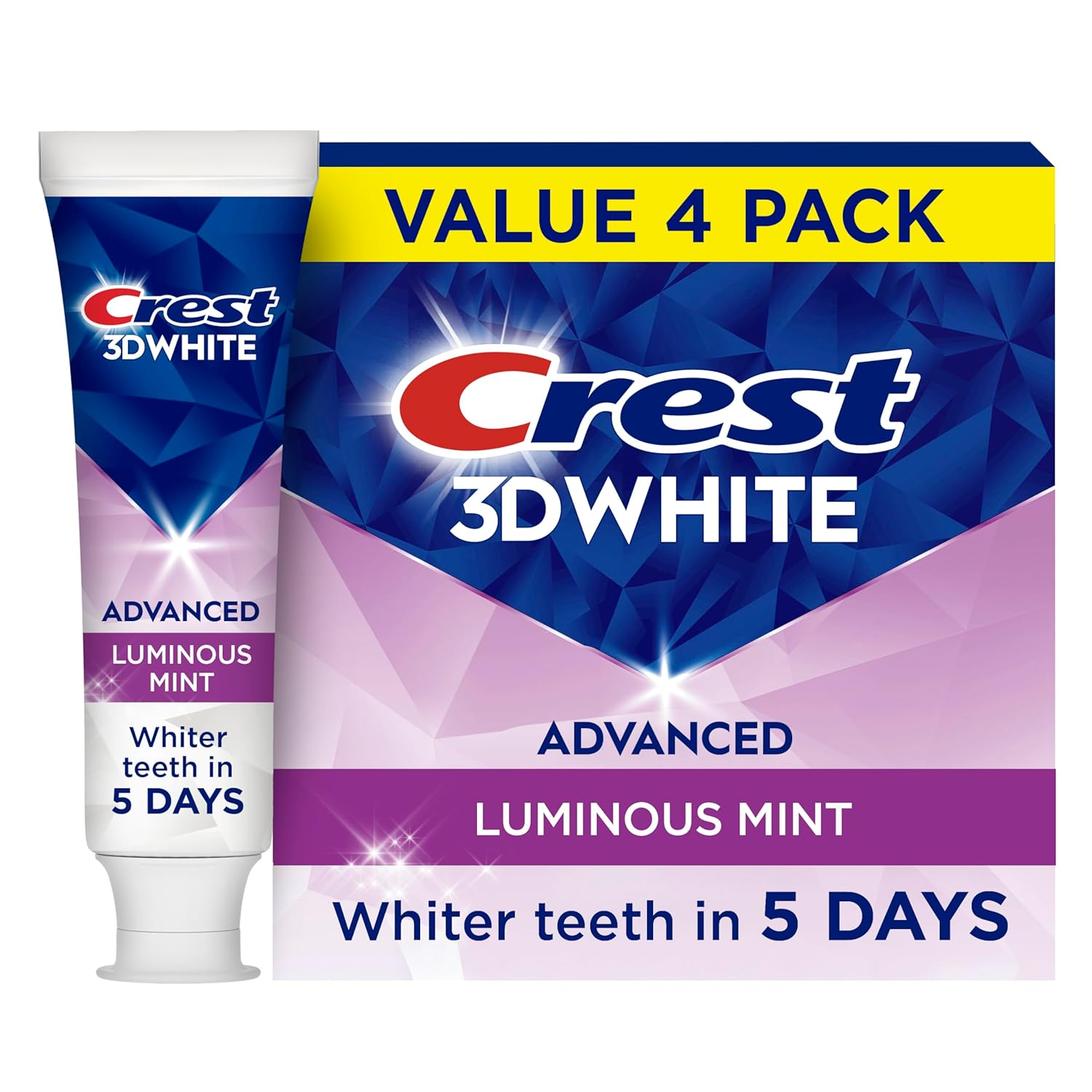 Crest 3D White Advanced Luminous Mint Teeth Whitening Toothpaste, Crest
