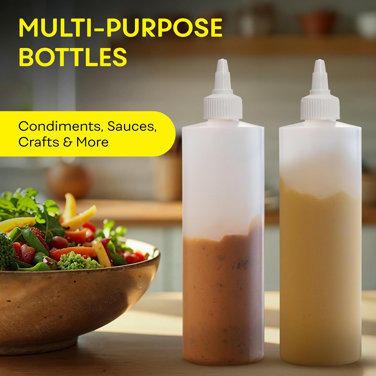 BRIGHTFROM Condiment Squeeze Bottles, 16 OZ Empty Squirt Bottle with Twist