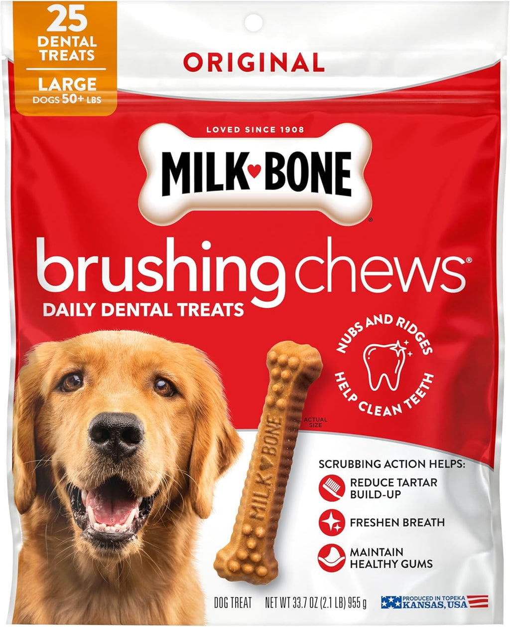 Milk-Bone Brushing Chews Original Chicken Flavor Daily Dental Dog Treats