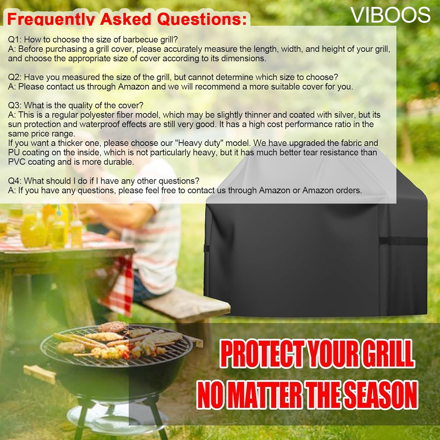 Grill Cover, 58 inch BBQ Gas Grill Cover for Outdoor Grill, Waterproof