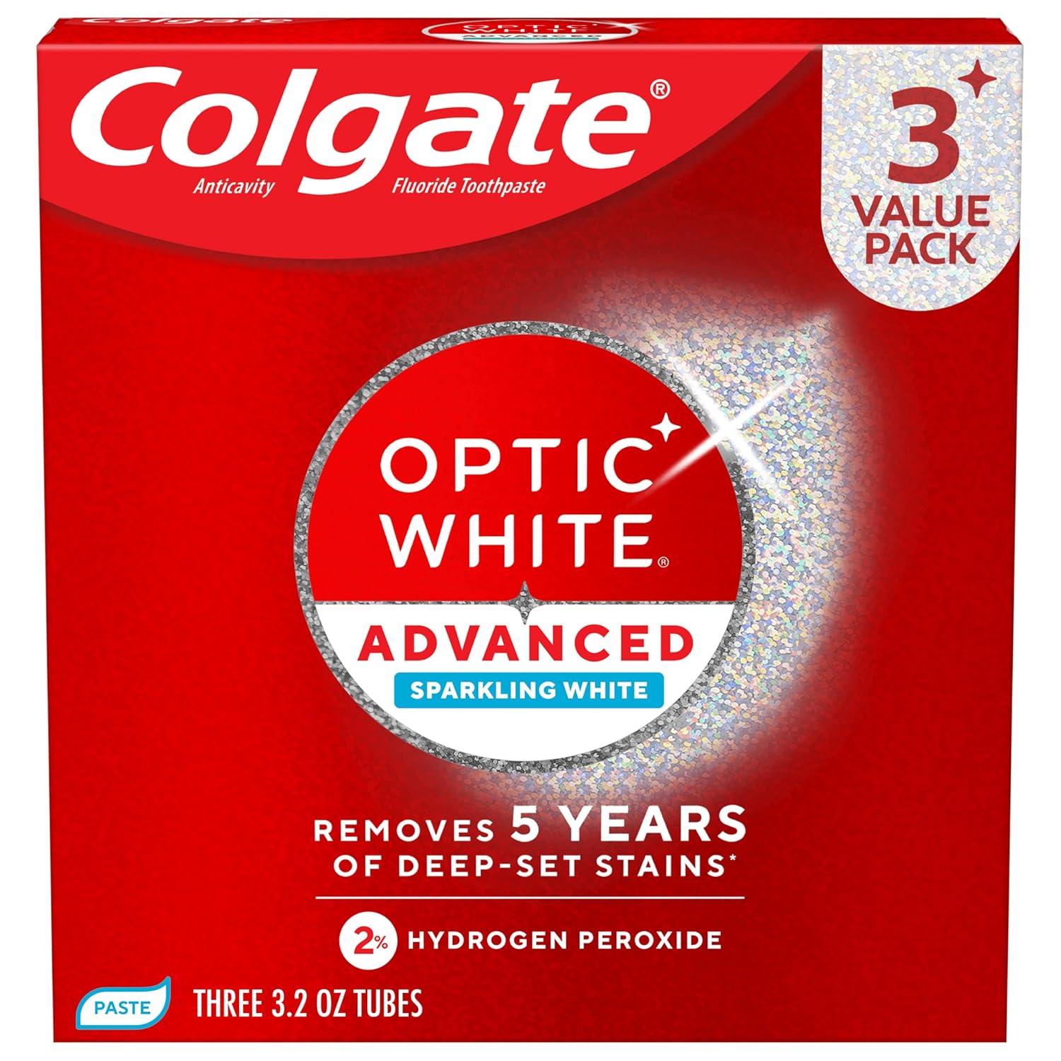 Colgate Optic White Advanced Hydrogen Peroxide Toothpaste, Teeth Whitening