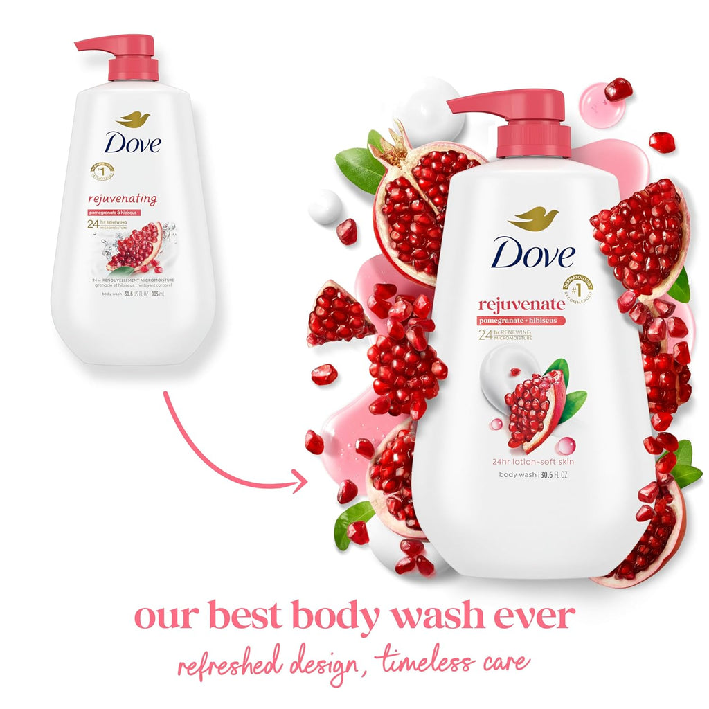 Dove Body Wash with Pump Rejuvenate Pomegranate & Hibiscus for 24hr