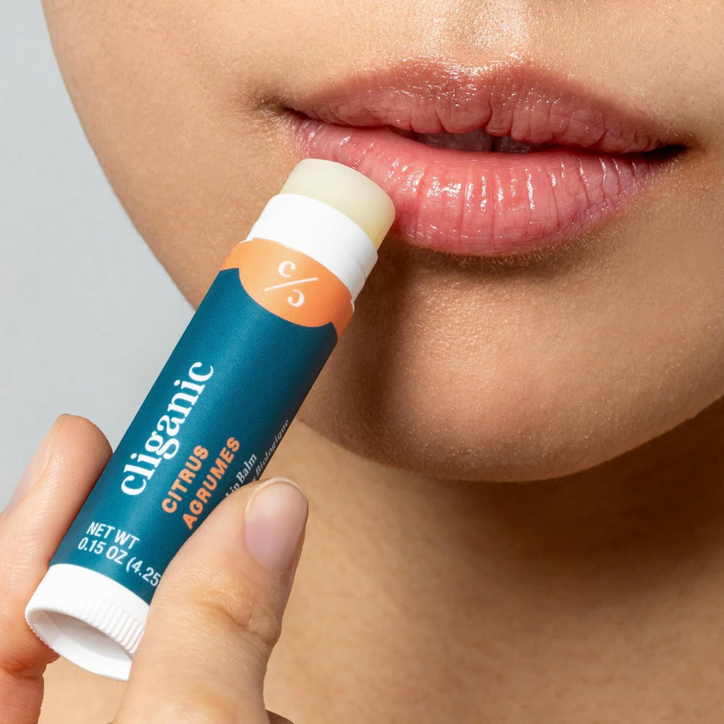 Cliganic Organic Lip Balm Set (6 Flavors) - 100% Natural Hydrating