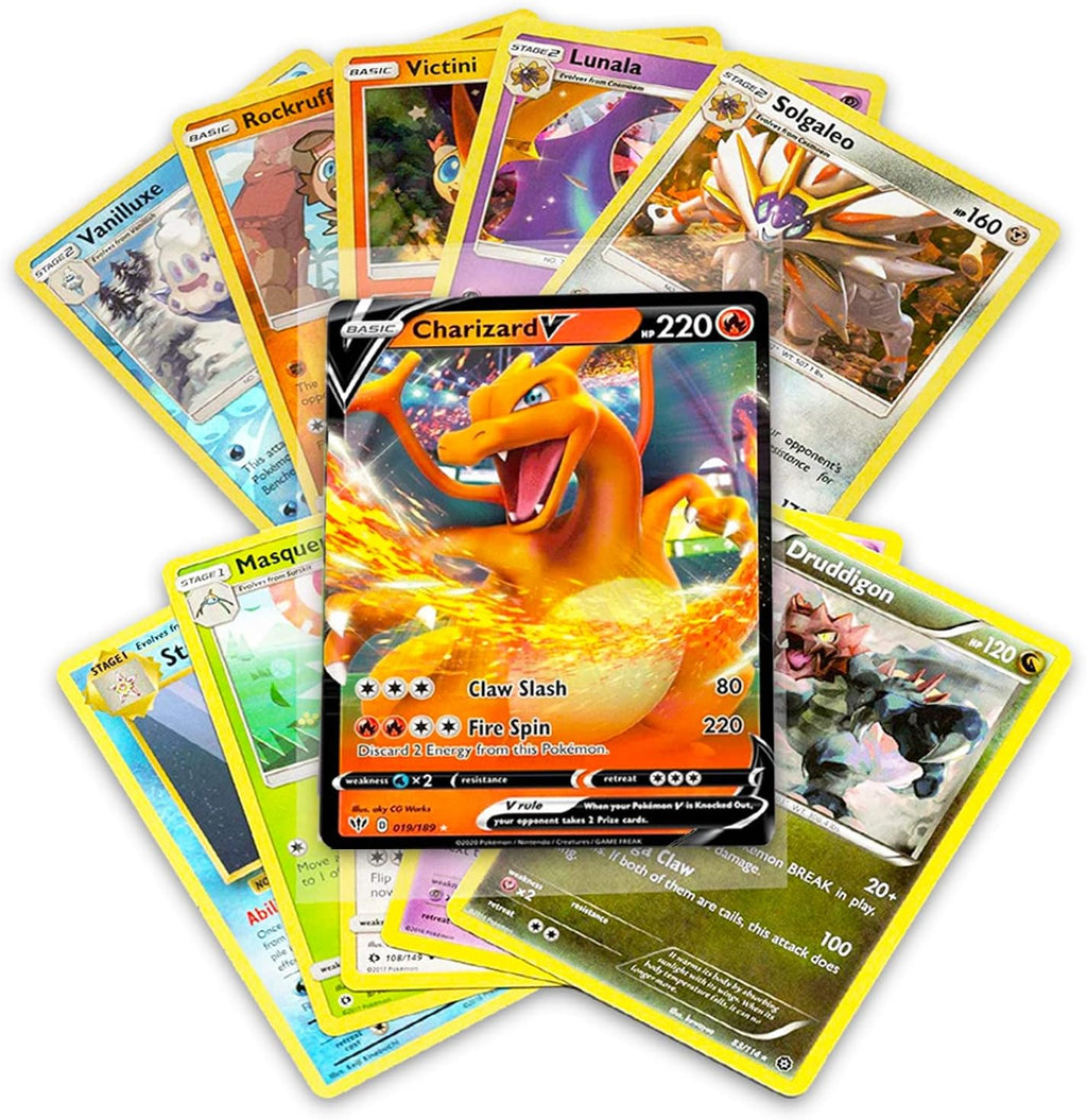 50+ Official Pokemon Cards Collection with 5 Foils in Any Combination and at