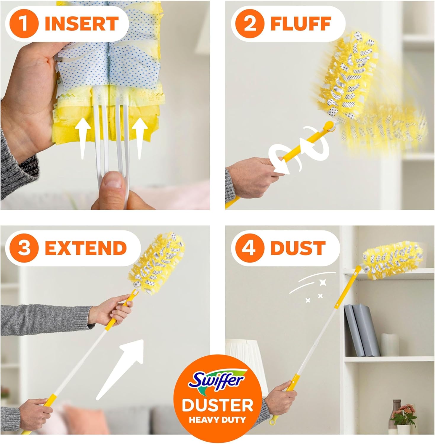 Swiffer Duster Kit with 3 ft Extendable Handle, Heavy Duty Dusting Starter