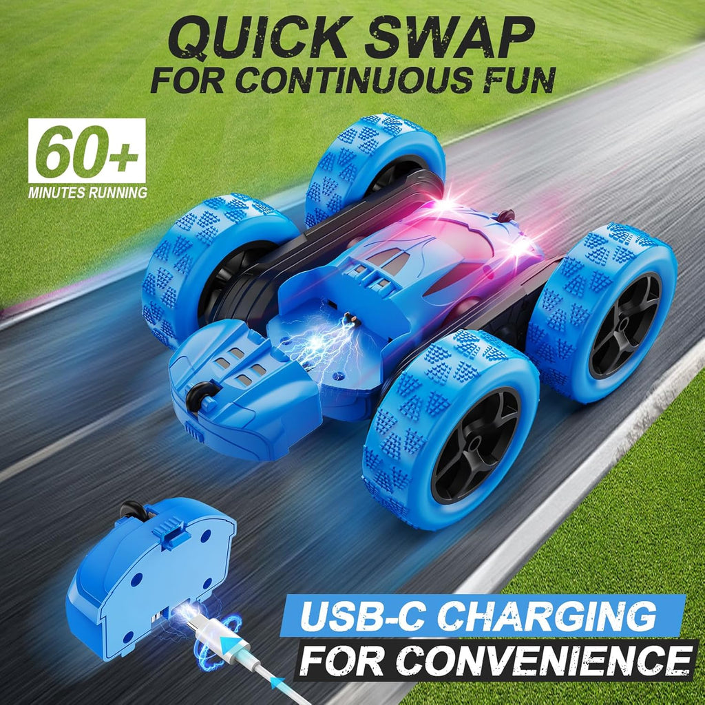 QUNREDA Remote Control Car, RC Cars Toys for Kids Ages 6-12, 4WD Stunt Car