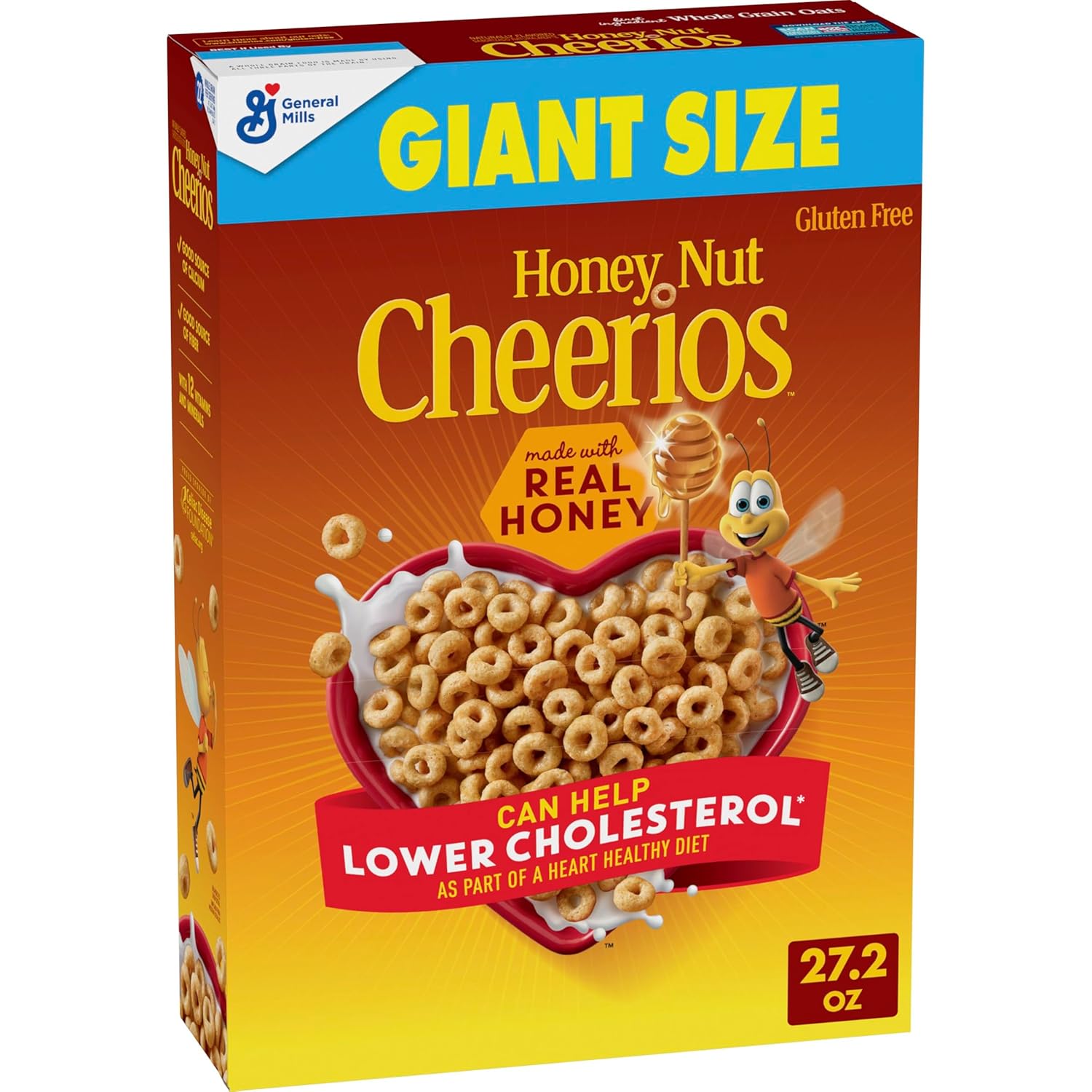 Honey Nut Cheerios, Heart Healthy Gluten Free Breakfast Cereal with Whole