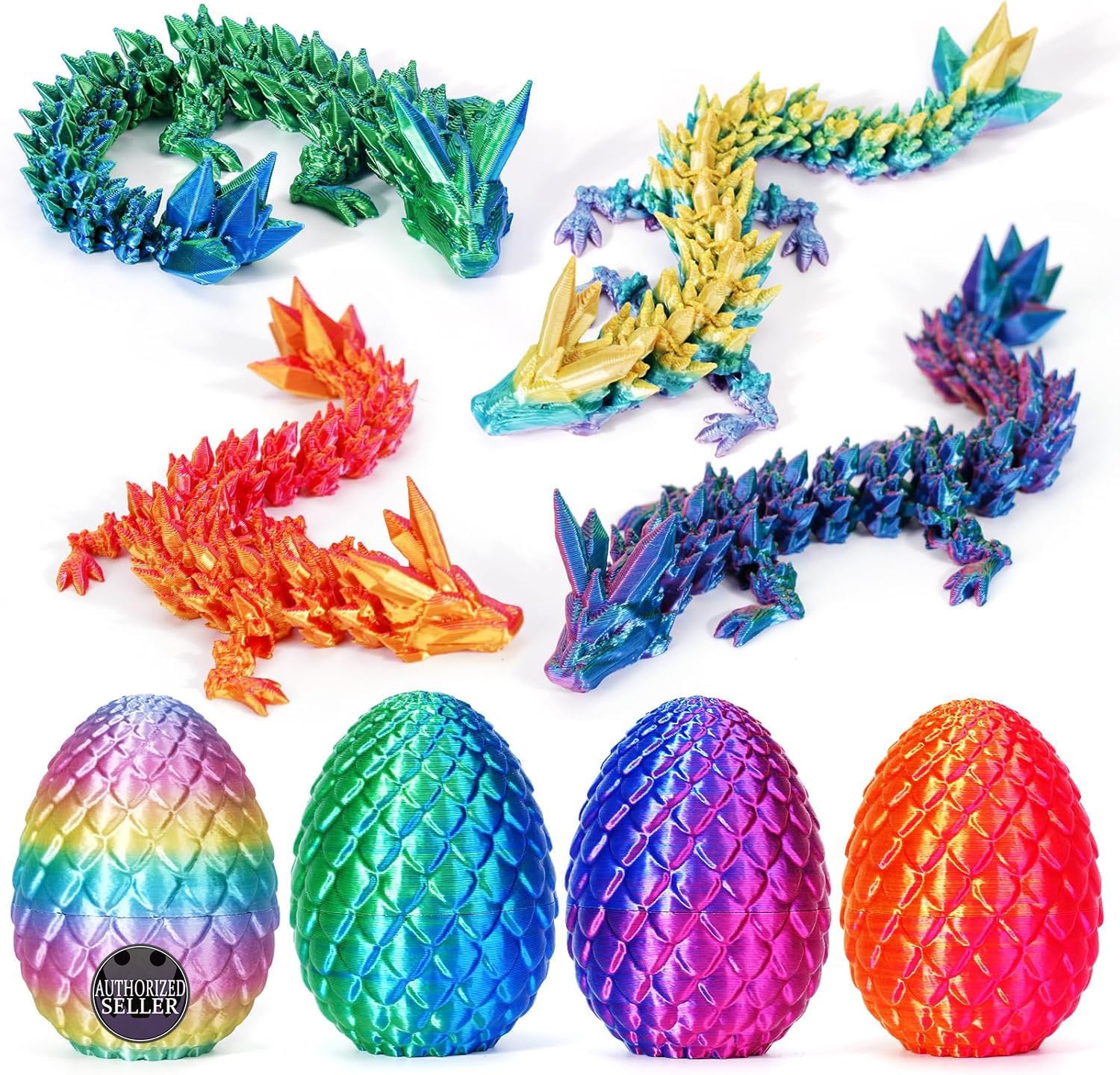 TBOLINE 4PCS 3D Printed Dragon Egg, Easter Basket Stuffers for Kids