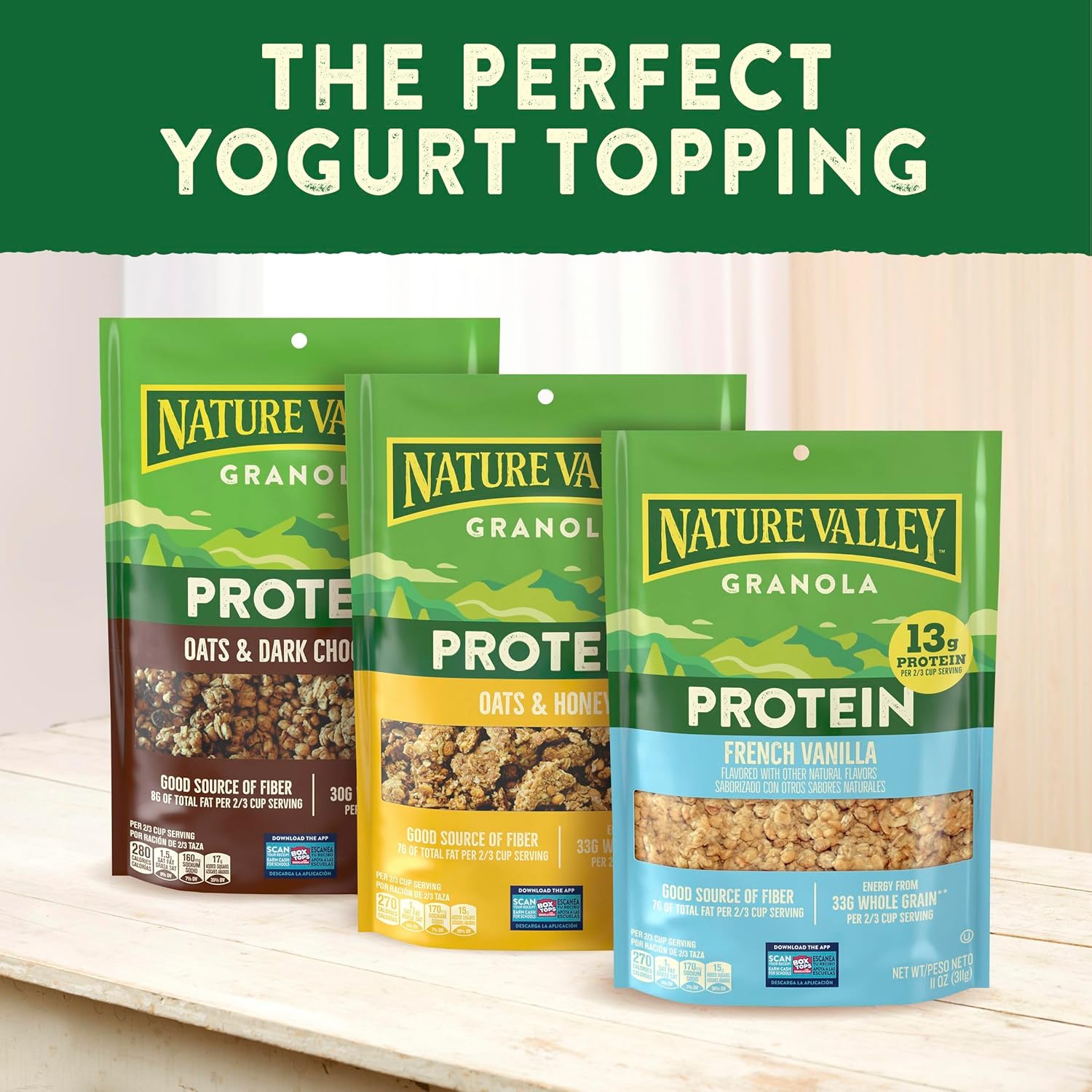 Nature Valley Protein Granola, Oats and Honey Granola, Resealable Snack