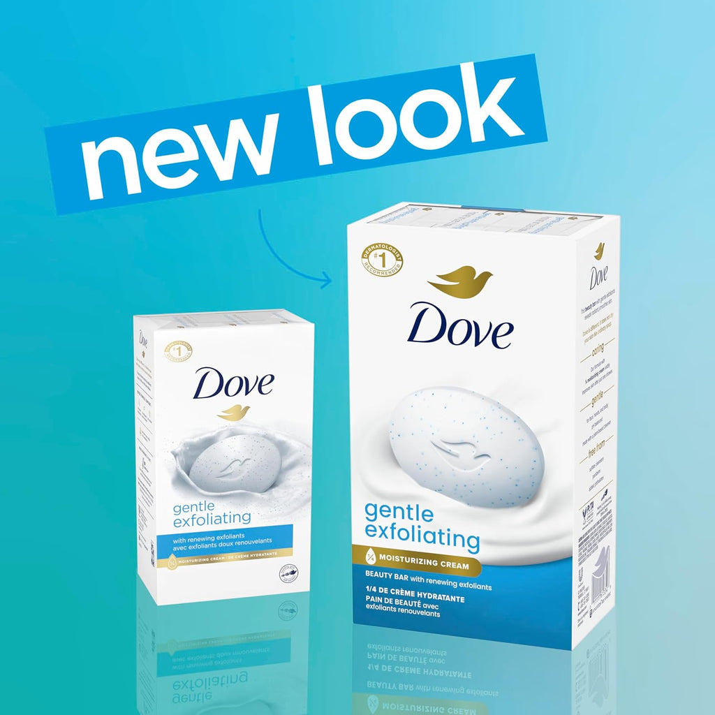 Dove Beauty Bar Soap 8 Bars Gentle Exfoliating, for Soft, Smooth Skin, Gently
