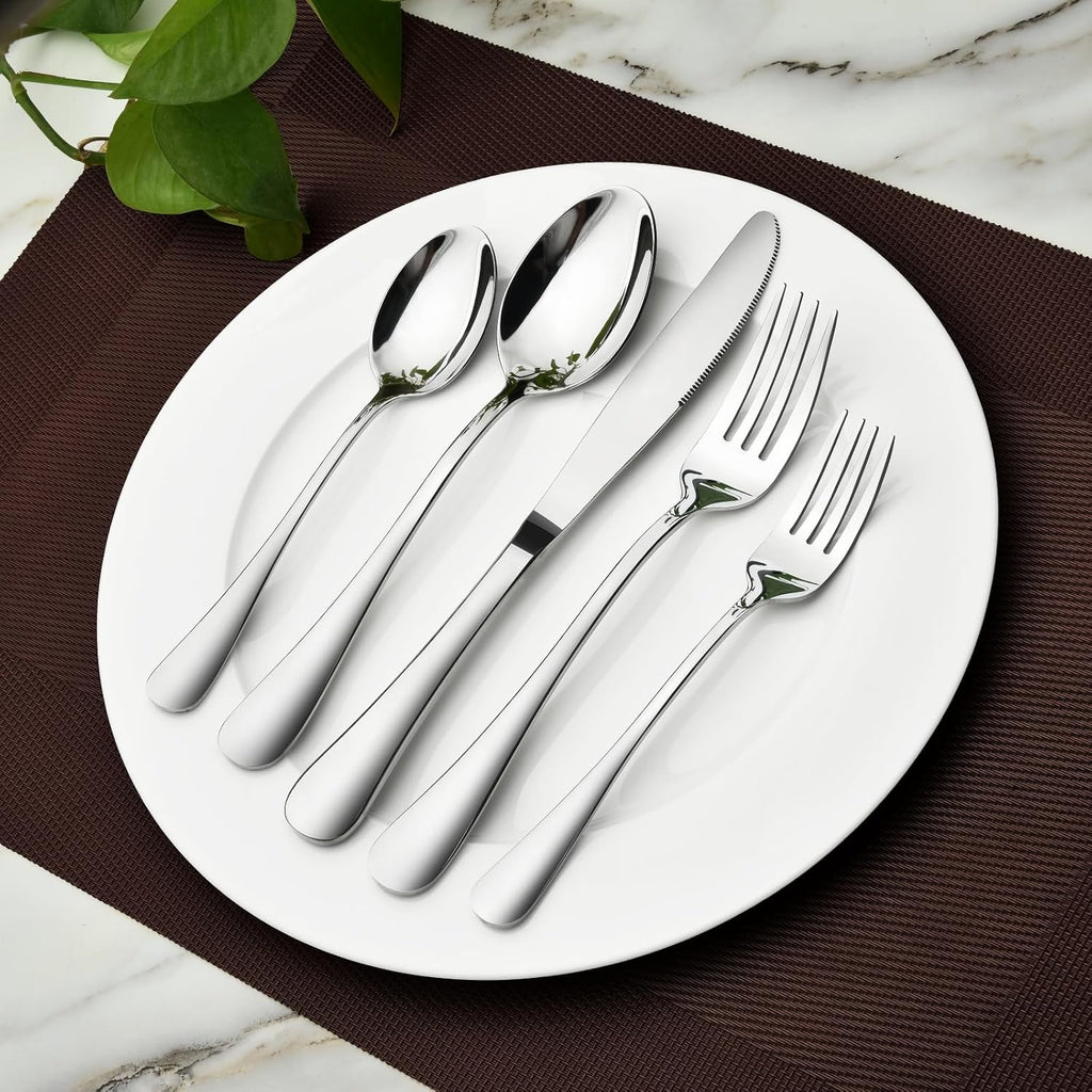 Silverware Set for 8, 40 Piece Heavy Duty Stainless Steel Flatware Utensils