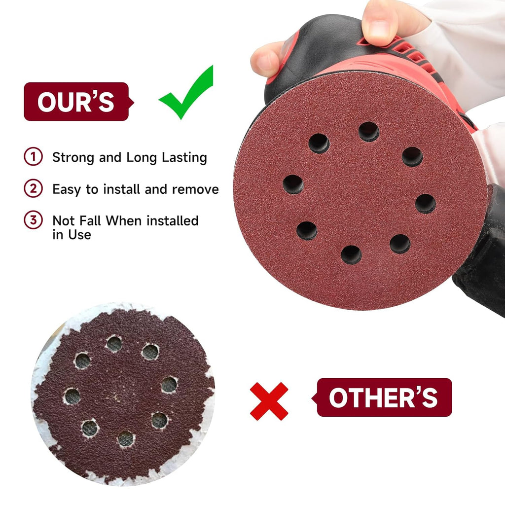 165 PCS 5 Inch Sanding Discs,Round Hook and Loop Sandpaper for Random Orbital