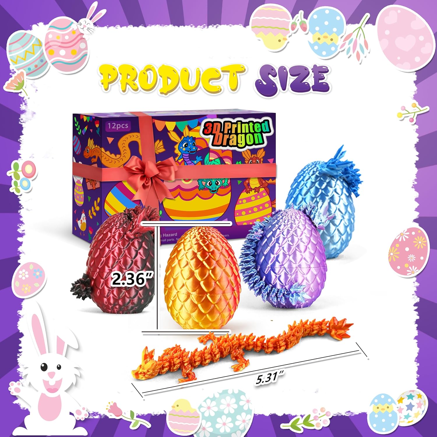 Impossmaker 12pcs 3D Printed Dragon Eggs, Cool Articulated Crystal Dragon