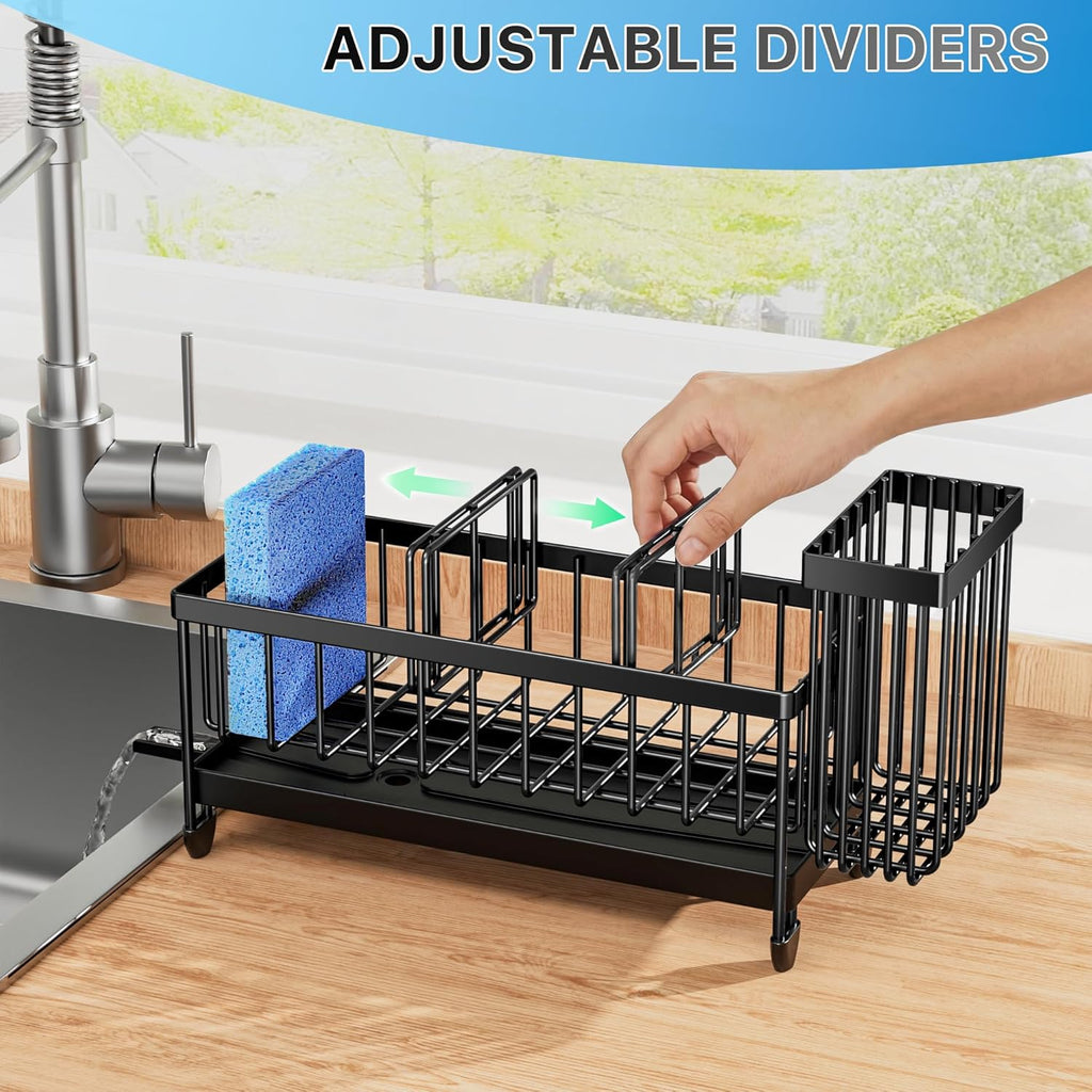 Cisily Sponge Holder for Kitchen Sink, Sink Caddy Organizer with High Brush