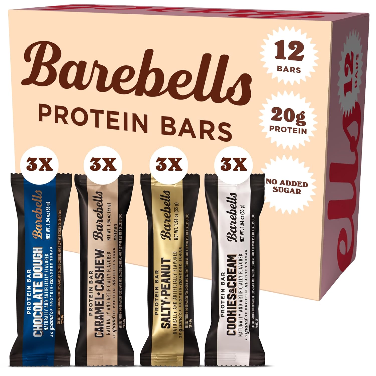 Barebells Protein Bars Variety Pack - 12 Count, 1.9oz Bars - Protein Snacks