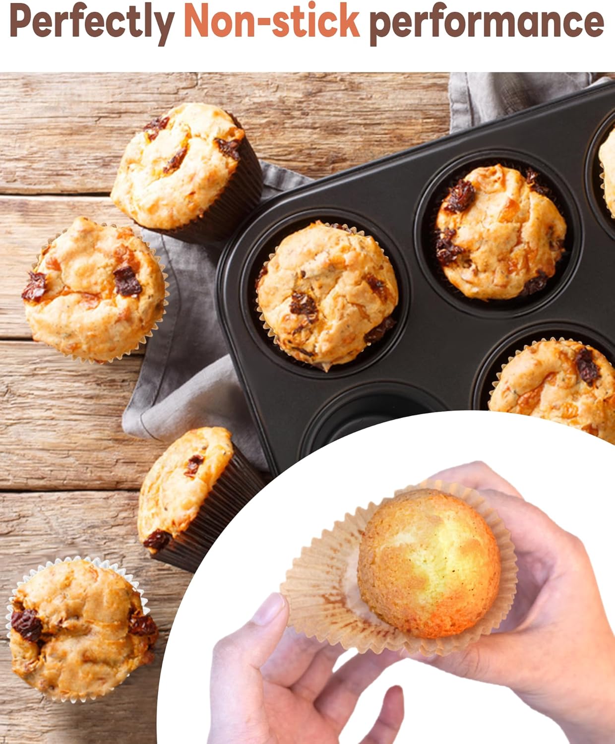 Bake Choice Non-stick 200pcs Standard Cupcake Liners for Baking, Natural