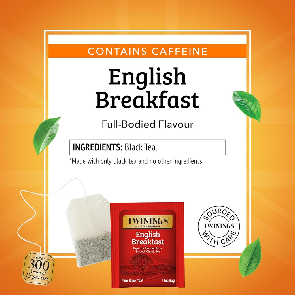 Twinings English Breakfast Black Tea Individually Wrapped Bags, 100 Count