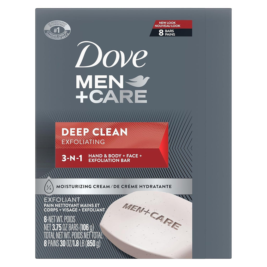 Dove Men+Care Men's Bar Soap Deep Clean 8 Bars More Moisturizing Than Bar