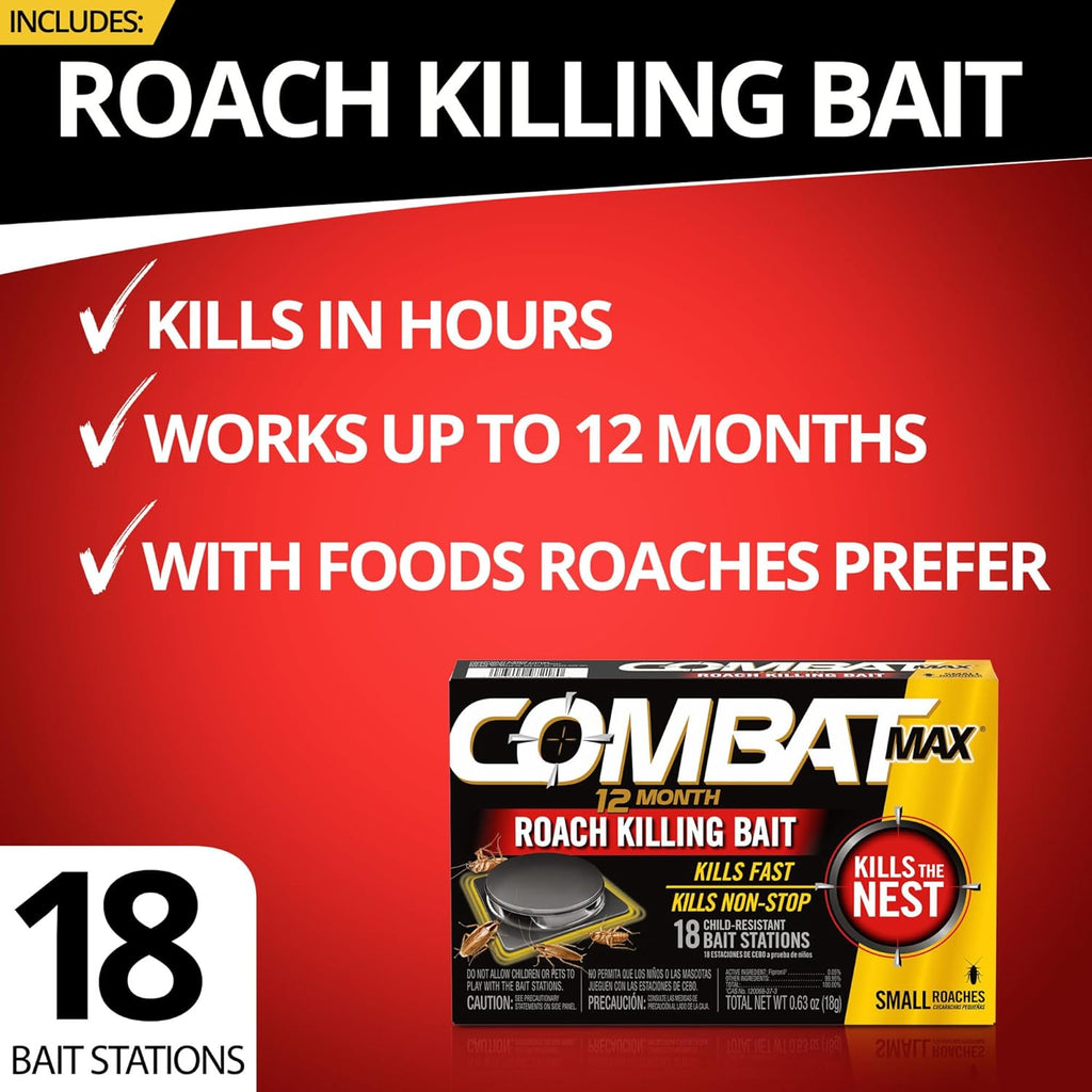 Combat Max 12 Month Roach Killing Bait, Small Roach Bait Station