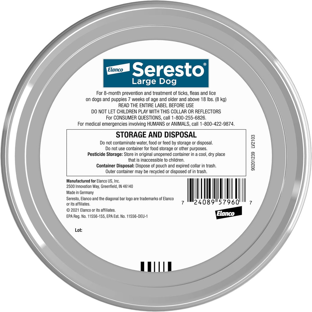 Seresto Flea & Tick Collar For Dogs Over 18 lbs., Treatment & Prevention