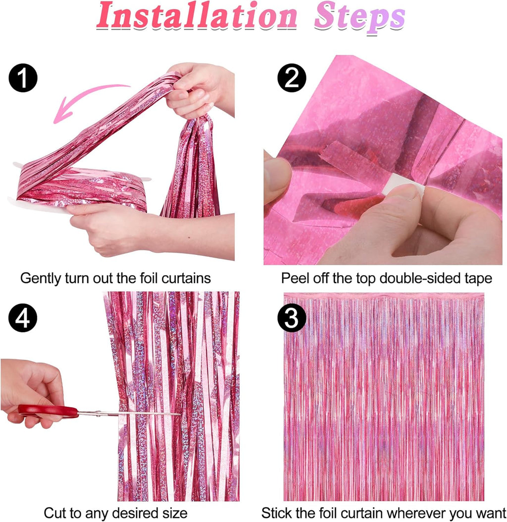 2 Pack Glitter Pink Backdrop, 3.28 FT x 7.05 FT Birthday Party Decorations