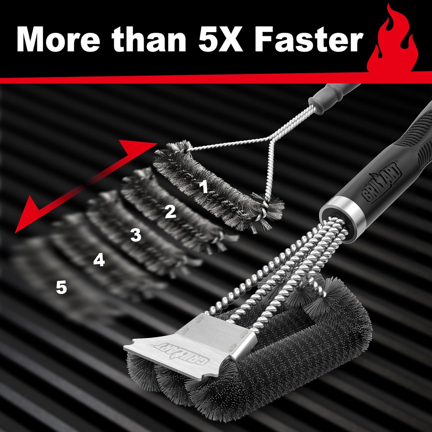 GRILLART Grill Brush and Scraper, Extra Strong BBQ Cleaner Accessories, Safe
